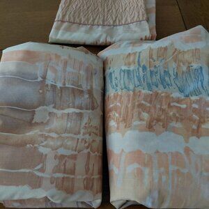 Vintage Mary Mcfadden by Martex Wind Drifts Queen Fitted Flat Sheet Pillowcase